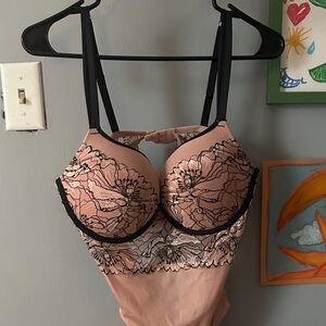 Woman’s Black and Pink Lace Teddy Large